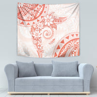 Polynesian Pattern With Plumeria Flowers Tapestry Orange Peach LT05 - Polynesian Pride