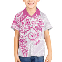 Polynesian Pattern With Plumeria Flowers Family Matching Summer Maxi Dress and Hawaiian Shirt Pink LT05 Son's Shirt Pink - Polynesian Pride
