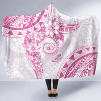 Polynesian Pattern With Plumeria Flowers Hooded Blanket Pink LT05 - Polynesian Pride