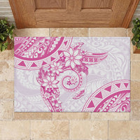 Polynesian Pattern With Plumeria Flowers Rubber Doormat Pink LT05 - Polynesian Pride