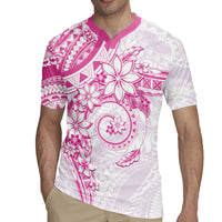Polynesian Pattern With Plumeria Flowers Rugby Jersey Pink