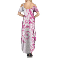 Polynesian Pattern With Plumeria Flowers Summer Maxi Dress Pink LT05 - Polynesian Pride