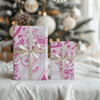 Polynesian Pattern With Plumeria Flowers Wrapping Paper Pink LT05 - Polynesian Pride