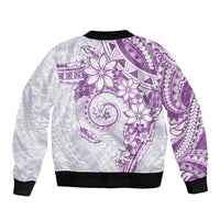 Polynesian Pattern With Plumeria Flowers Bomber Jacket Purple LT05 - Polynesian Pride