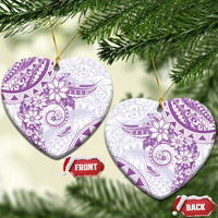Polynesian Pattern With Plumeria Flowers Ceramic Ornament Purple LT05 Heart Purple - Polynesian Pride