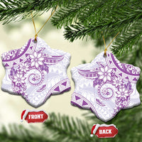 Polynesian Pattern With Plumeria Flowers Ceramic Ornament Purple LT05 Snow Flake Purple - Polynesian Pride