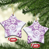 Polynesian Pattern With Plumeria Flowers Ceramic Ornament Purple LT05 Star Purple - Polynesian Pride