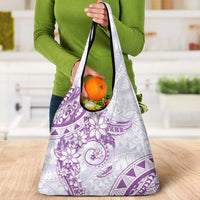 Polynesian Pattern With Plumeria Flowers Grocery Bag Purple LT05 - Polynesian Pride
