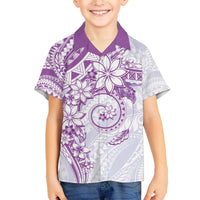 Polynesian Pattern With Plumeria Flowers Hawaiian Shirt Purple LT05 - Polynesian Pride