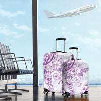 Polynesian Pattern With Plumeria Flowers Luggage Cover Purple