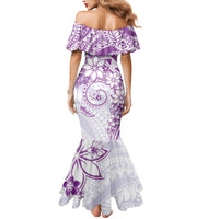 Polynesian Pattern With Plumeria Flowers Mermaid Dress Purple