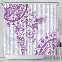 Polynesian Pattern With Plumeria Flowers Shower Curtain Purple
