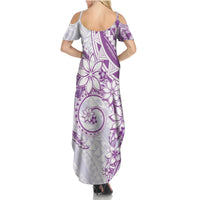 Polynesian Pattern With Plumeria Flowers Summer Maxi Dress Purple LT05 - Polynesian Pride