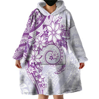 Polynesian Pattern With Plumeria Flowers Wearable Blanket Hoodie Purple LT05 - Polynesian Pride