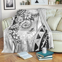 Polynesian Pattern With Plumeria Flowers Blanket White LT05 White - Polynesian Pride