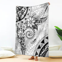 Polynesian Pattern With Plumeria Flowers Blanket White LT05 - Polynesian Pride
