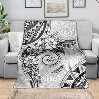 Polynesian Pattern With Plumeria Flowers Blanket White LT05 - Polynesian Pride