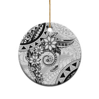 Polynesian Pattern With Plumeria Flowers Ceramic Ornament White LT05 - Polynesian Pride