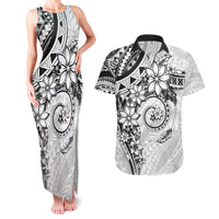 Polynesian Pattern With Plumeria Flowers Couples Matching Tank Maxi Dress and Hawaiian Shirt White LT05 White - Polynesian Pride