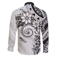 Polynesian Pattern With Plumeria Flowers Family Matching Short Sleeve Bodycon Dress and Hawaiian Shirt White LT05 - Polynesian Pride