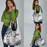 Polynesian Pattern With Plumeria Flowers Grocery Bag White LT05 - Polynesian Pride
