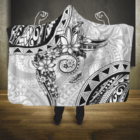 Polynesian Pattern With Plumeria Flowers Hooded Blanket White LT05 One Size White - Polynesian Pride