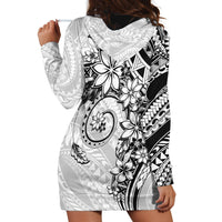 Polynesian Pattern With Plumeria Flowers Hoodie Dress White LT05 - Polynesian Pride