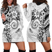 Polynesian Pattern With Plumeria Flowers Hoodie Dress White LT05 - Polynesian Pride