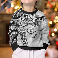 Polynesian Pattern With Plumeria Flowers Kid Ugly Christmas Sweater White