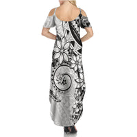 Polynesian Pattern With Plumeria Flowers Summer Maxi Dress White LT05 - Polynesian Pride