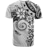 Polynesian Pattern With Plumeria Flowers T Shirt White