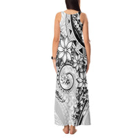 Polynesian Pattern With Plumeria Flowers Tank Maxi Dress White LT05 - Polynesian Pride