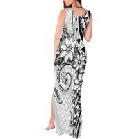 Polynesian Pattern With Plumeria Flowers Tank Maxi Dress White LT05 - Polynesian Pride
