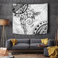 Polynesian Pattern With Plumeria Flowers Tapestry White LT05 - Polynesian Pride
