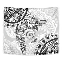 Polynesian Pattern With Plumeria Flowers Tapestry White LT05 - Polynesian Pride