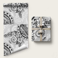 Polynesian Pattern With Plumeria Flowers Wrapping Paper White LT05 58" × 23" White - Polynesian Pride