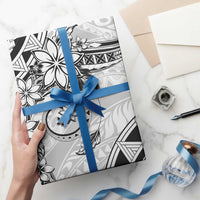 Polynesian Pattern With Plumeria Flowers Wrapping Paper White LT05 - Polynesian Pride