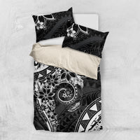 Polynesian Pattern With Plumeria Flowers Bedding Set Black LT05 US Twin 172cm x 218cm Black - Polynesian Pride