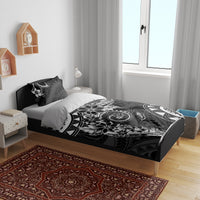 Polynesian Pattern With Plumeria Flowers Bedding Set Black LT05 - Polynesian Pride