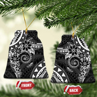 Polynesian Pattern With Plumeria Flowers Ceramic Ornament Black LT05 Bell Flake Black - Polynesian Pride