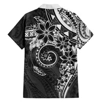 Polynesian Pattern With Plumeria Flowers Family Matching Off The Shoulder Long Sleeve Dress and Hawaiian Shirt Black