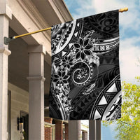 Polynesian Pattern With Plumeria Flowers Garden Flag Black LT05 House Flag Black - Polynesian Pride