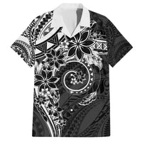 Polynesian Pattern With Plumeria Flowers Hawaiian Shirt Black LT05 Black - Polynesian Pride