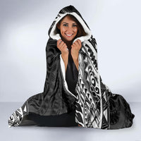 Polynesian Pattern With Plumeria Flowers Hooded Blanket Black LT05 - Polynesian Pride