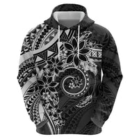 Polynesian Pattern With Plumeria Flowers Hoodie Black LT05 - Polynesian Pride
