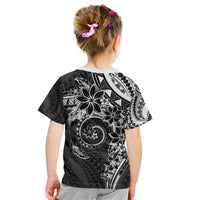 Polynesian Pattern With Plumeria Flowers Kid T Shirt Black