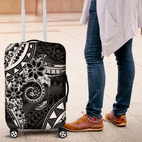 Polynesian Pattern With Plumeria Flowers Luggage Cover Black LT05 Black - Polynesian Pride