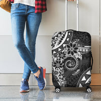 Polynesian Pattern With Plumeria Flowers Luggage Cover Black LT05 - Polynesian Pride