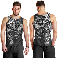 Polynesian Pattern With Plumeria Flowers Men Tank Top Black LT05 - Polynesian Pride