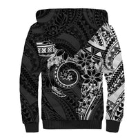 Polynesian Pattern With Plumeria Flowers Sherpa Hoodie Black LT05 - Polynesian Pride